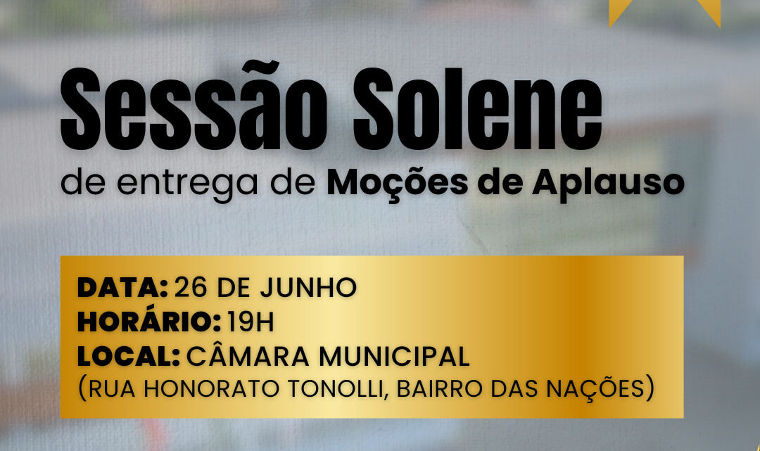 Câmara de Timbó – Sessão Solene para entrega de Moções de Aplauso acontece na próxima semana