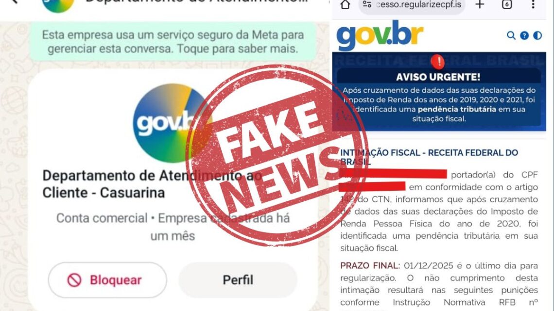 Golpistas usam WhatsApp para enviar falsas cobranças da Receita Federal