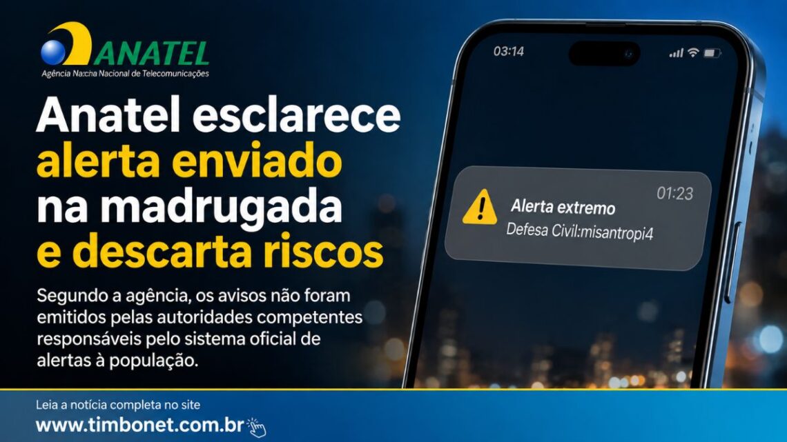 Anatel esclarece alerta enviado na madrugada e descarta riscos Anatel esclarece alerta enviado na madrugada e descarta riscos