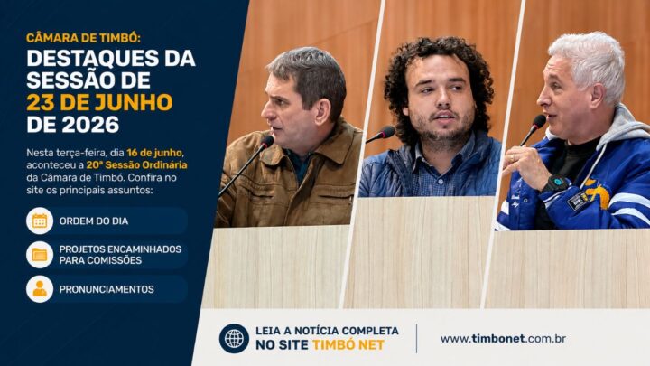 Câmara de Timbó: Destaques da Sessão de 23 de Junho de 2026