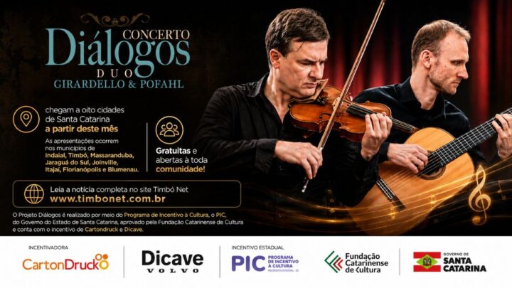 Concertos do Projeto Diálogos com Duo Girardello & Pofahl chegam a oito cidades de Santa Catarina a partir deste mês