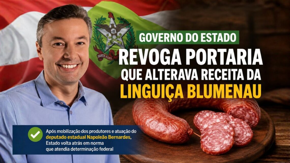 Governo do Estado revoga portaria que alterava receita da Linguiça Blumenau Governo do Estado revoga portaria que alterava receita da Linguiça Blumenau
