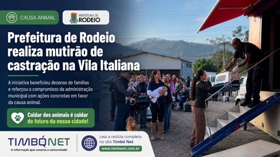 Prefeitura de Rodeio realiza mutirão de castração na Vila Italiana